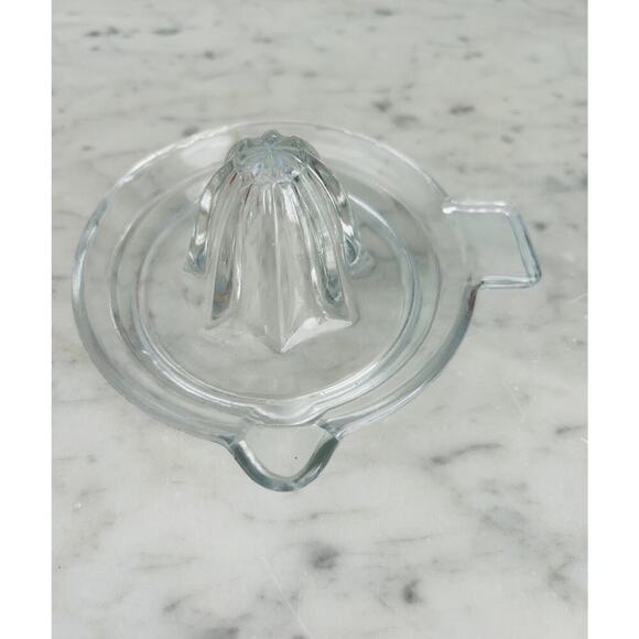 Vintage Clear Glass Juicer w/ Thumb Tab Handled Manual Small Reamer - Picture 1 of 11